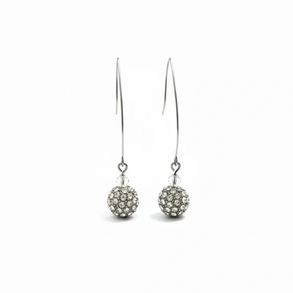 Elegant Silver Drop Crystal Earrings - Picture 4 of 4
